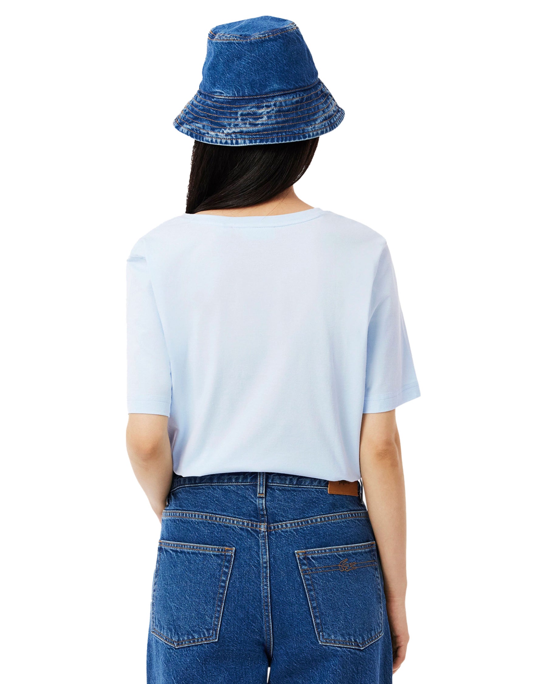 Woman's Tee Lacoste V Neck Clear Blue