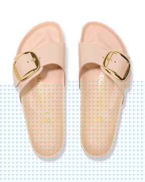 Birkenstock Madrid Big Buckle Shine New Beige Slim Fit