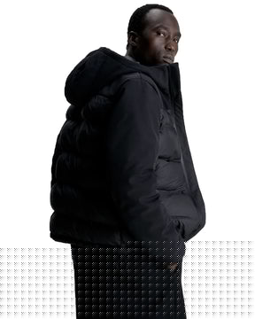 Calvin Klein Mix Media Quilt Jacket Hood Black