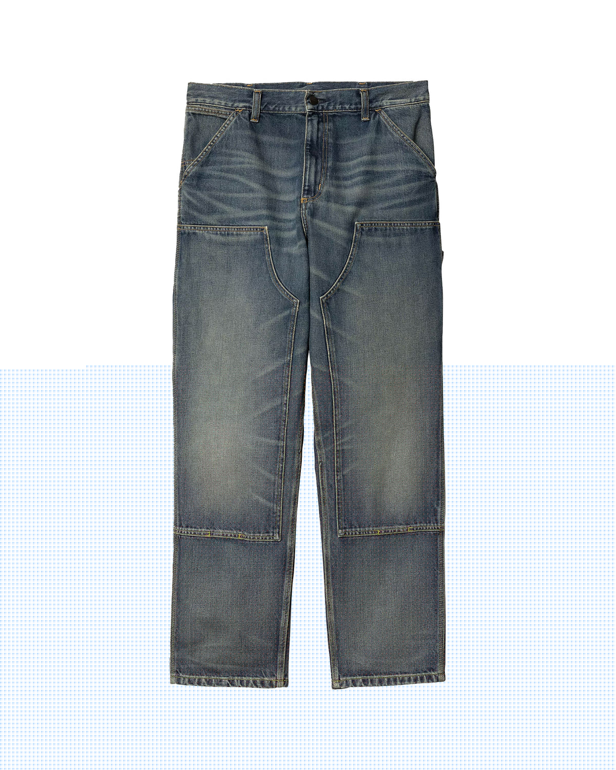 Carhartt Wip Double Knee Pant Blue worn used wash