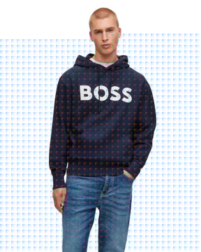 Felpa Uomo Boss Big Logo Blu