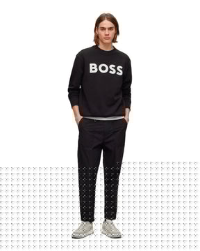 Felpa Uomo Boss Big Logo Nero