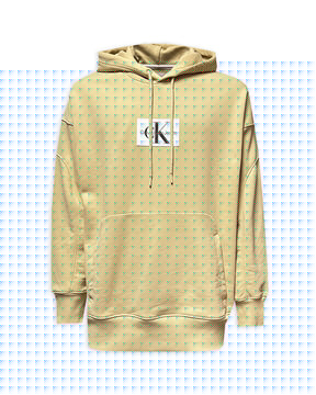 Man Hoodie Calvin Klein Oversized Patched Warm Sand