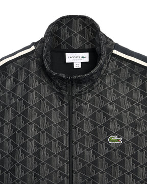 Man Sweatshirt Full Zip Lacoste Monogram Black-Grey