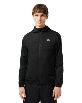 Man Jackets Lacoste Diamond Weave Hooded Black