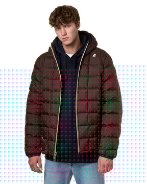 Man Jacket K-Way Jack Eco Stretch Thermo Double Blue Brown