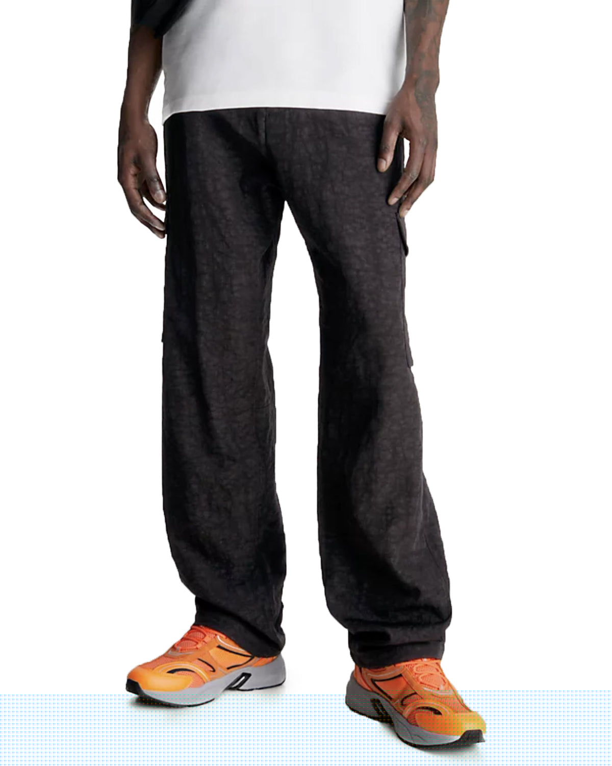 Man Pant Calvin Klein Jeans Nylon Oxford Cargo Black