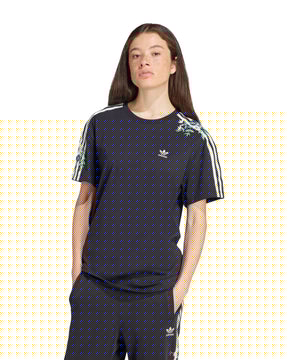 Woman's Tee Adidas Floral Loose Black