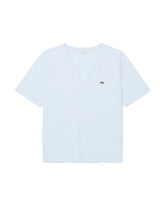 Woman's Tee Lacoste V Neck Clear Blue