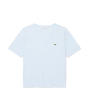 Woman's Tee Lacoste V Neck Clear Blue