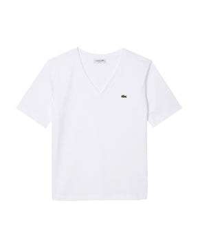Woman's Tee Lacoste V Neck White