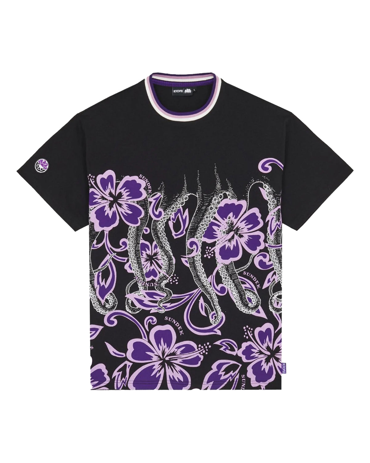 T-Shirt Sundek x Octopus Hibiscus Black