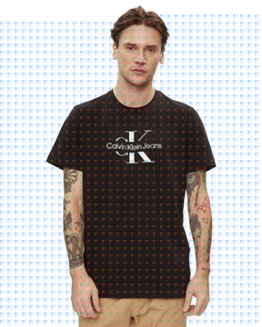 Man Tee Calvin Klein Distupted Outline Monolog Black