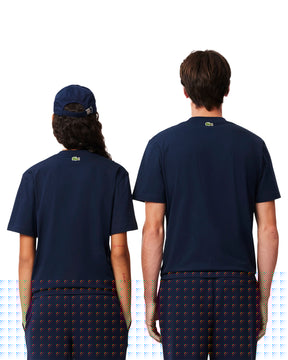 T-Shirt Lacoste Logo Centrale Blu