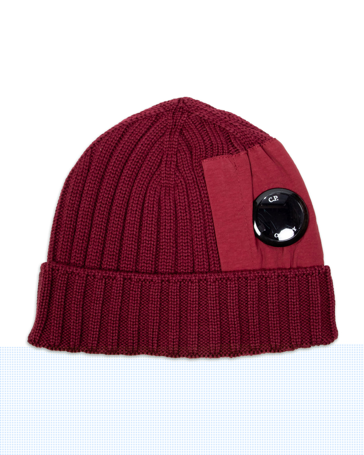 Beanie Hat CP Company Knit Google Bordeaux