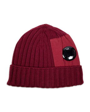 Beanie Hat CP Company Knit Google Bordeaux