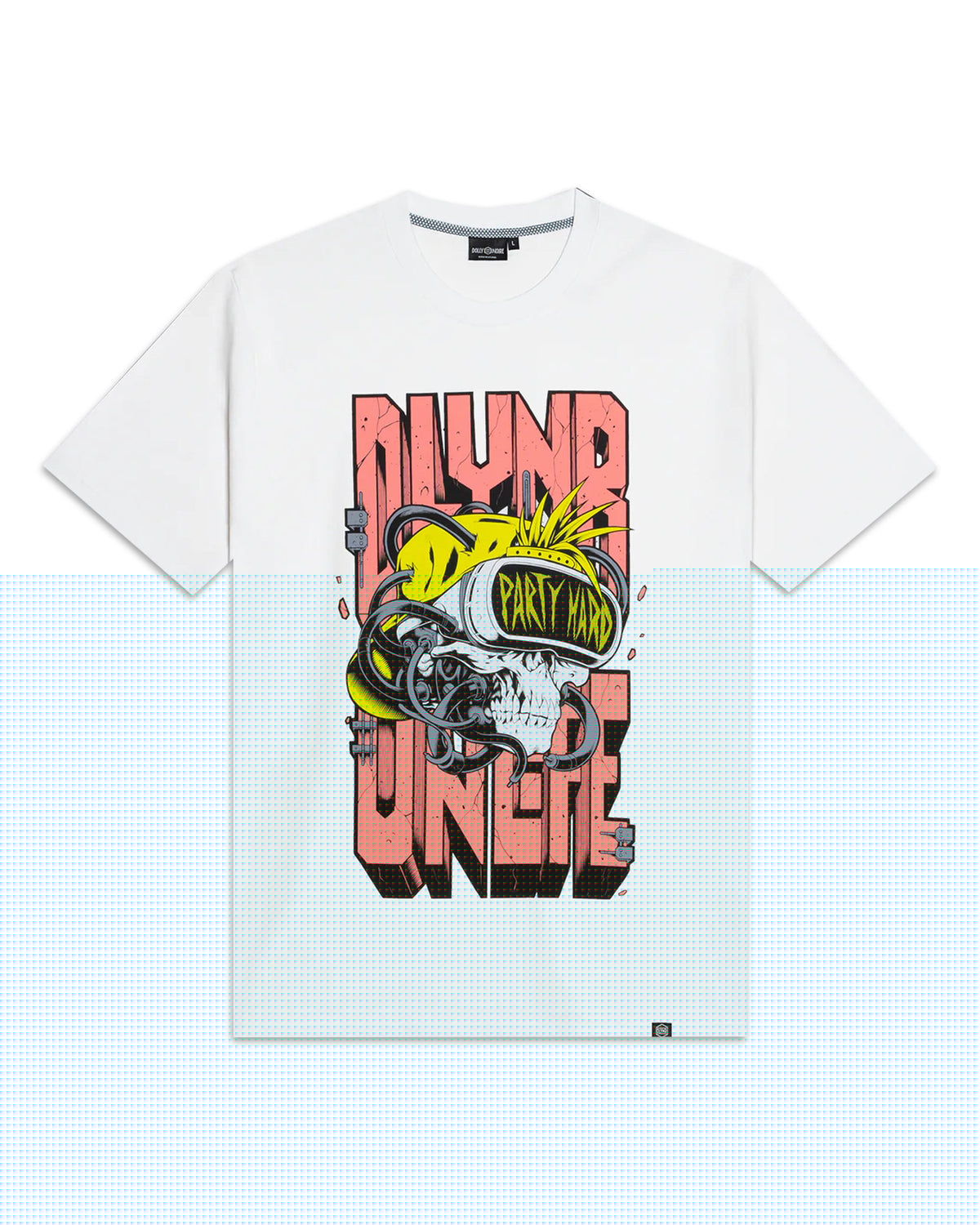 Man Tee Dolly Noire Party Hard Skull White